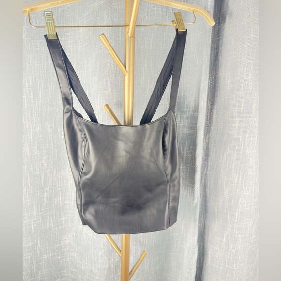 Abercrombie & Fitch Black Convertible faux leather Fitted Bustier Tank medium - Picture 3 of 11